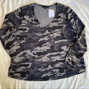 Sanctuary front pocket cozy camo long sleeve top 1X Nordstrom